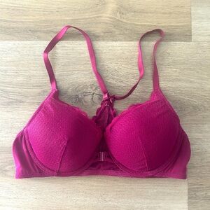 Auden Burgundy Lace Racerback Bra – Lightly Lined Demi 34A (New Without Tags)